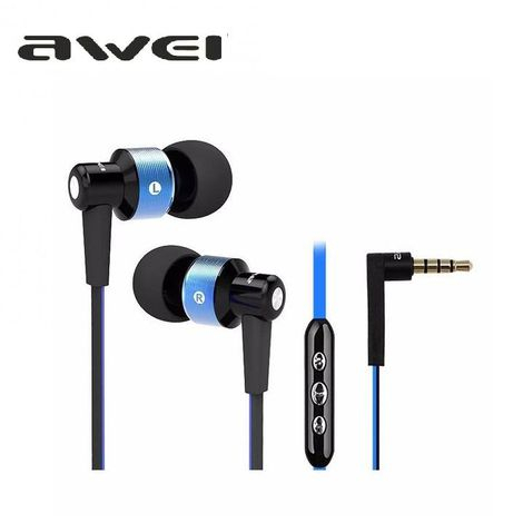 Fone In-Ear Awei Standard Earphone com Microfone e Controle de Volume